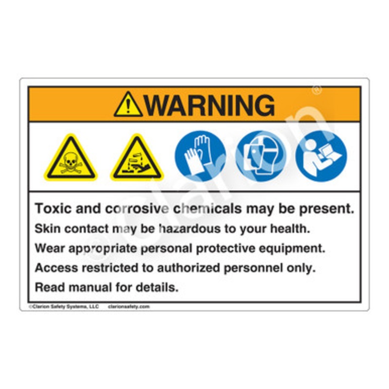 Warning Toxic And Corrosive Chemicals Label (HMS-FY2WH)