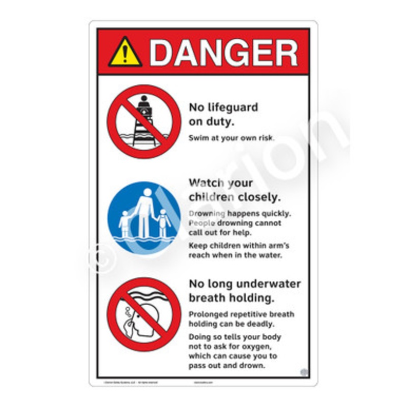 Danger No Lifeguard on Duty Sign (WSS3304-e)