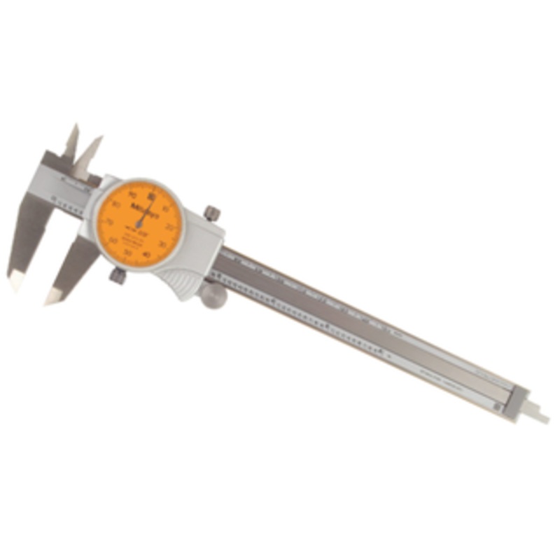 Mitutoyo 0 – 6 Range, Orange Face Dial Caliper, Jaw Depth 1-9/16 – 505-742-54J