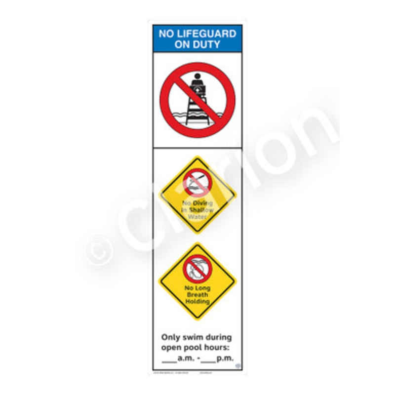 No Lifeguard on Duty No Diving in Shallow Water Sign (WSS2358-e)