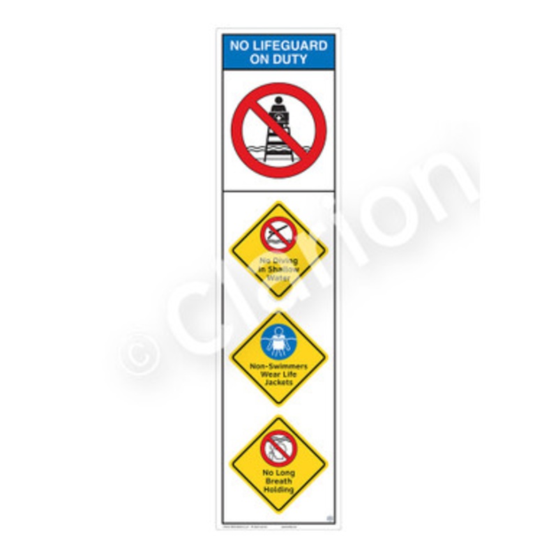 No Lifeguard on Duty No Diving in Shallow Water Sign (WSS2406-e)