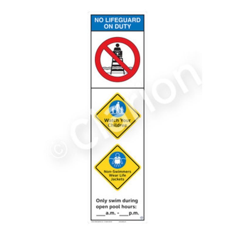 No Lifeguard on Duty Watch Your Children Sign (WSS2353-e)