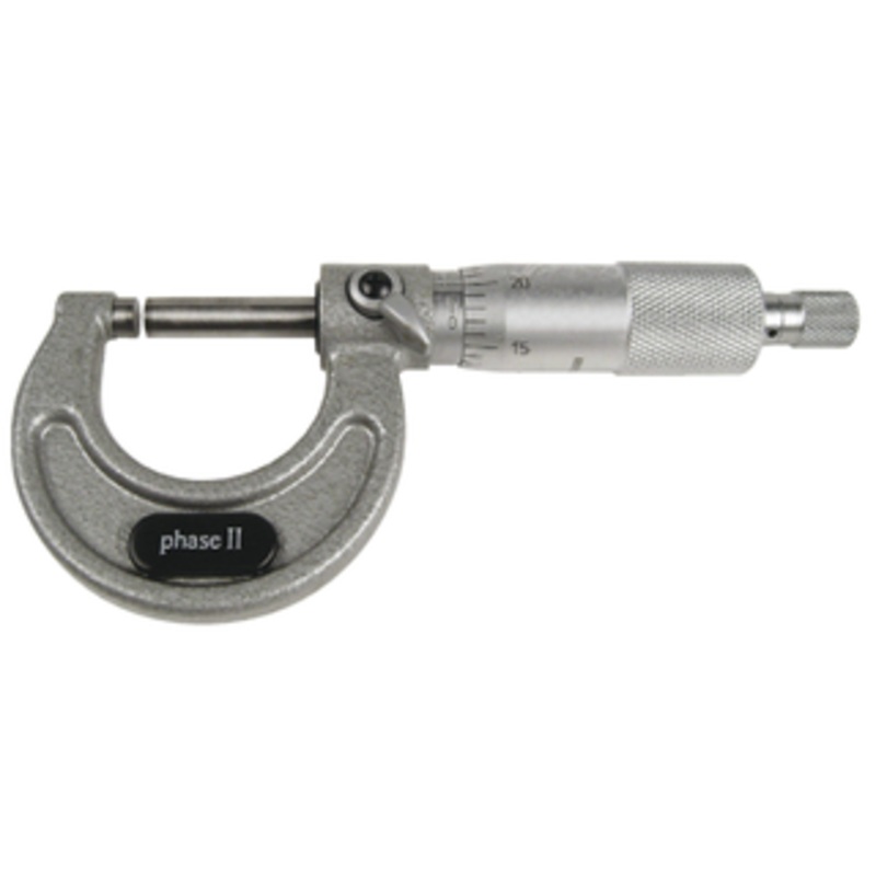 Phase II 0-1 Range  .0001 Grad. Flat End Spindle Outside Micrometer – 107-001