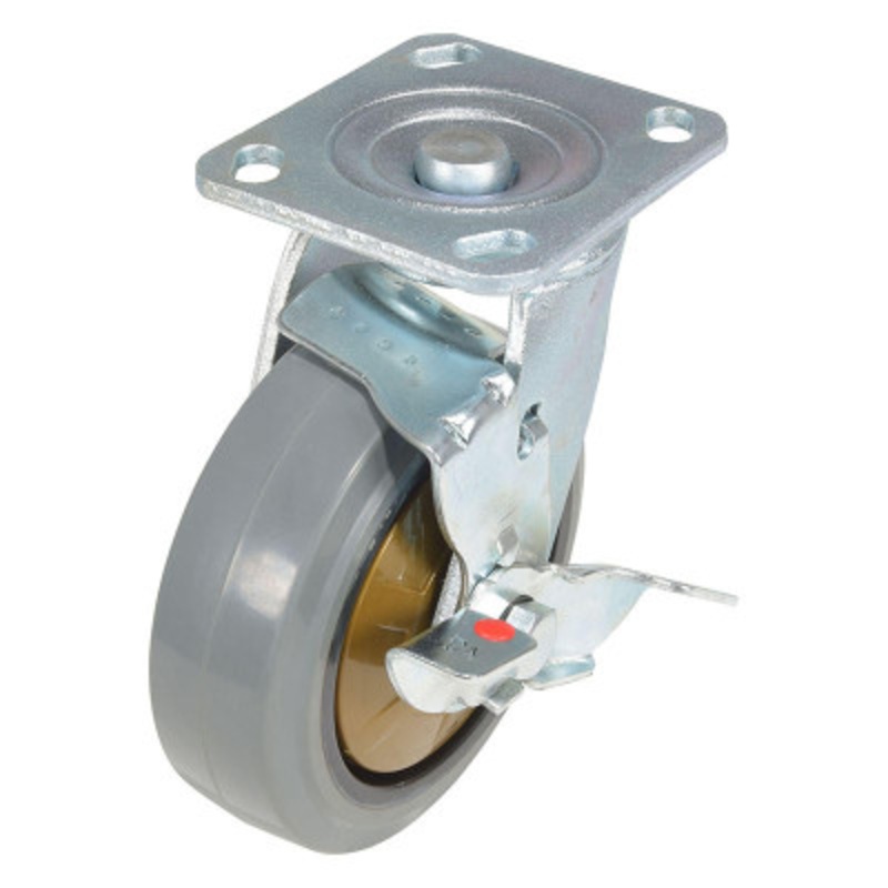6X2 Rubber Swivel Caster W/Brake