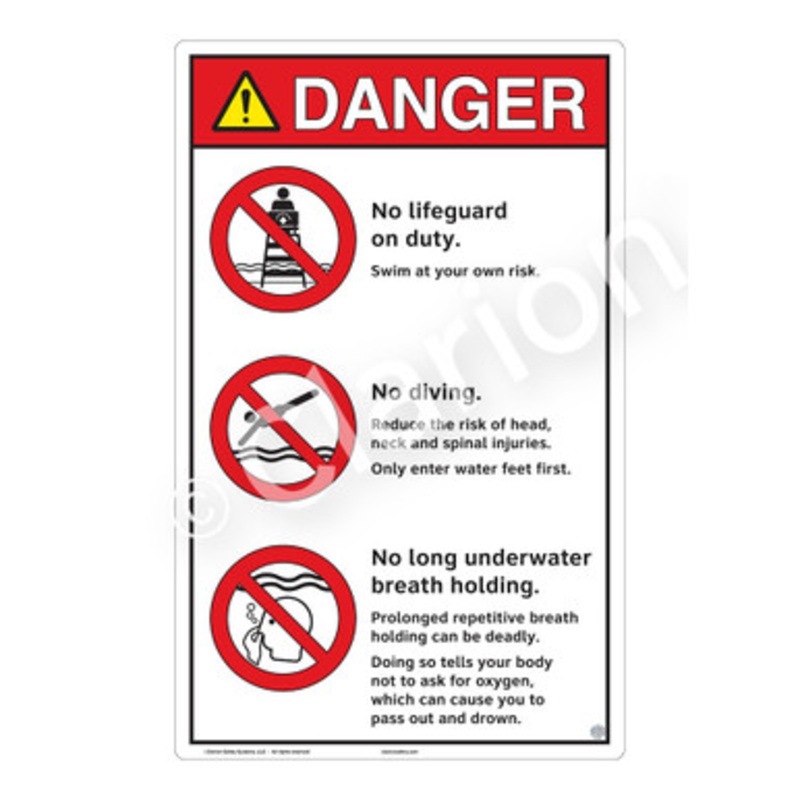 Danger No Lifeguard on Duty Sign (WSS3306-e)