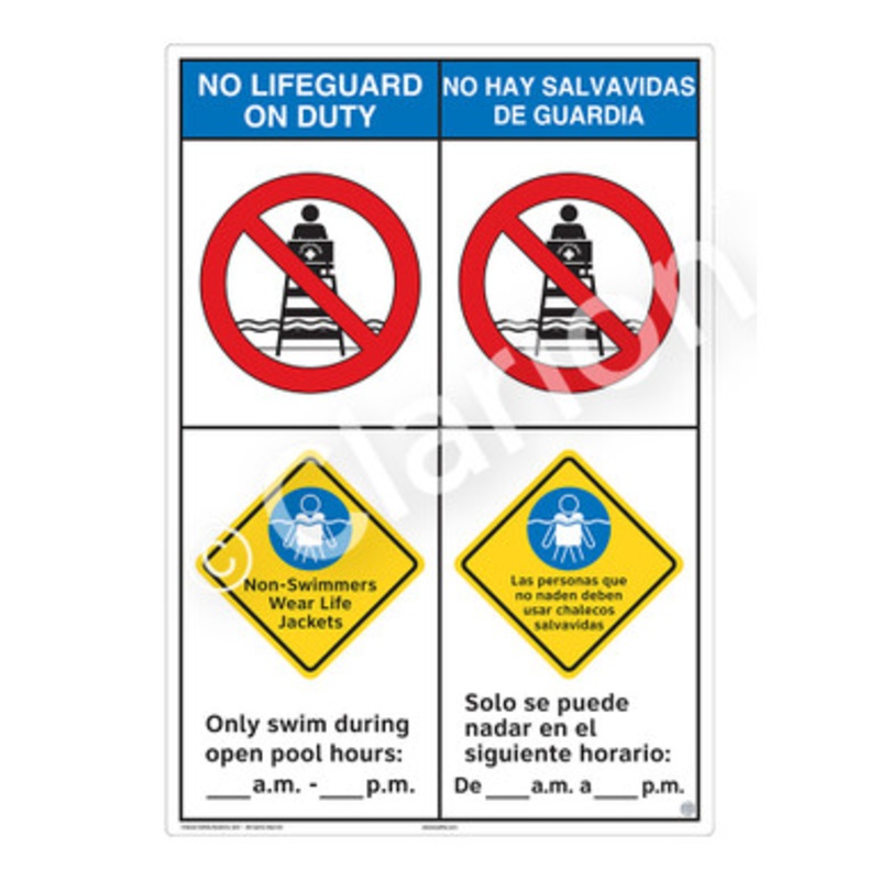 No Lifeguard on Duty Non-Swimmers Life Jackets Sign (WSS2254-b)