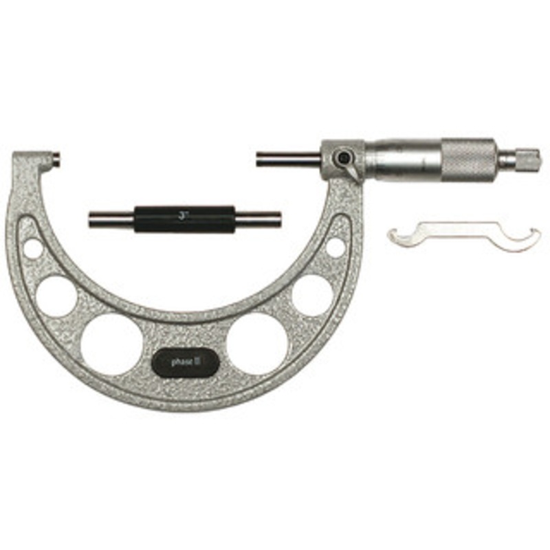 Phase II 3-4 Range .0001 Grad. Flat End Spindle Outside Micrometer – 107-004