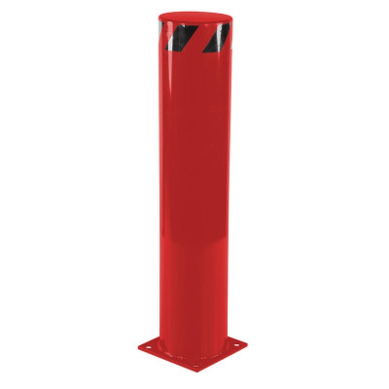 Steel Pipe Safety Bollard, 42in x 8-1/2in, Red