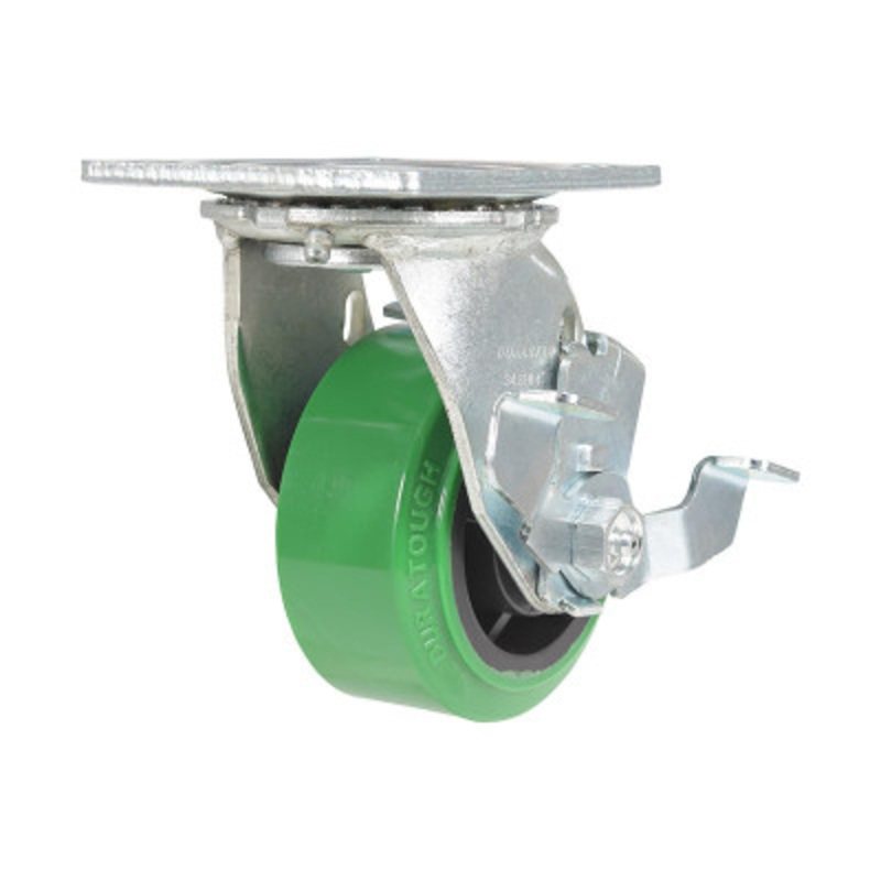 Swivel With Brake Caster 4 x 2in Width, 700 lb., Green/Black