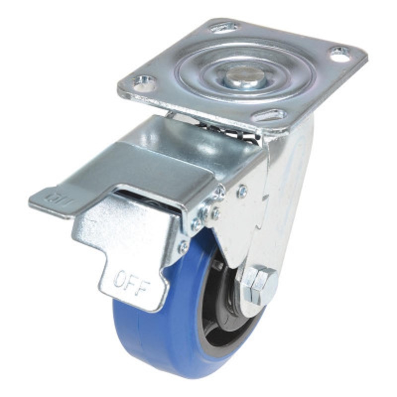 5X2 Elastic Rubber (Blue) Swivel W/ Total Brake