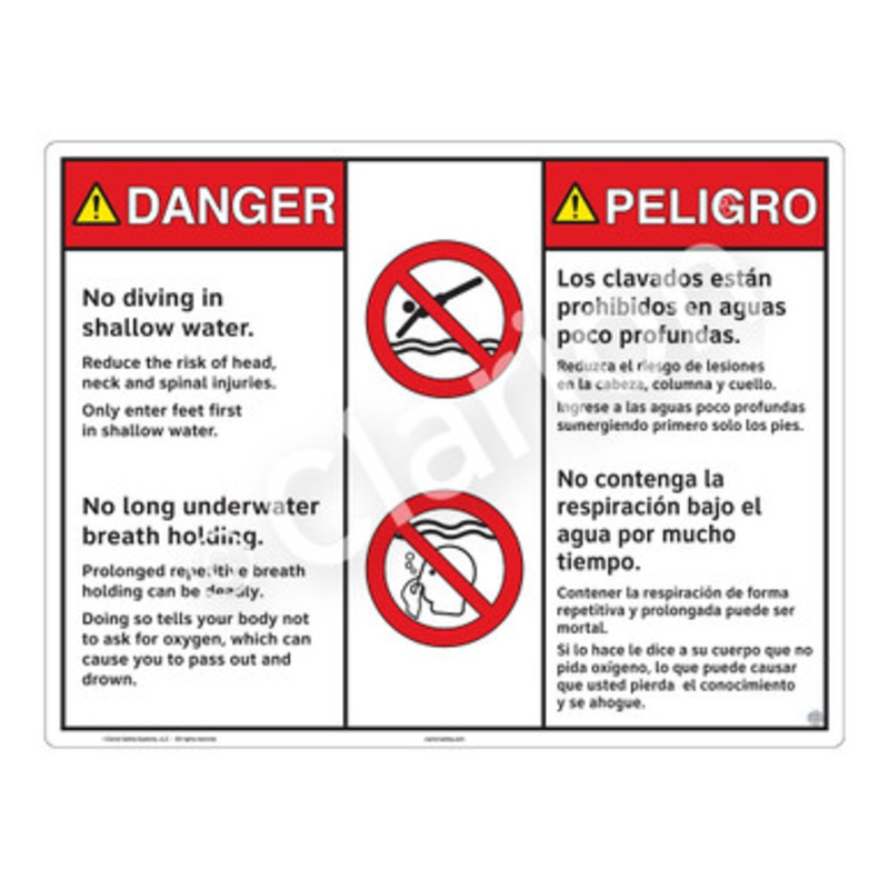 Danger No Diving in Shallow Water Sign (WSS3213-b)