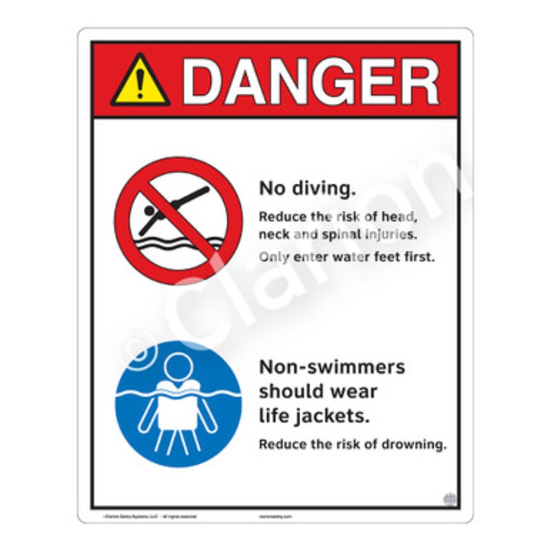 Danger No Diving Sign (WSS3210-e)