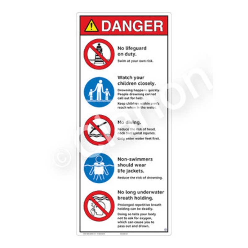 Danger No Lifeguard on Duty Sign (WSS3501-e)