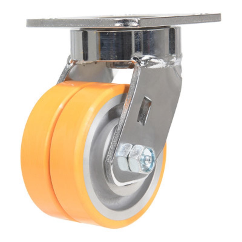 Sirius Dual Swivel Caster, 4 x 2in Width, 1000lb, Orange/Gray