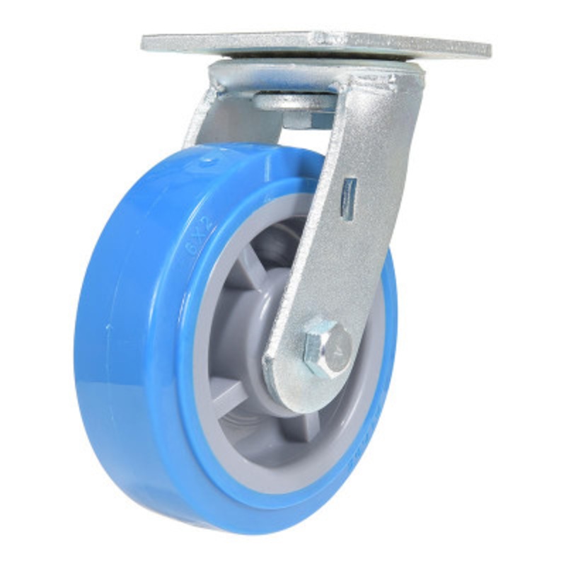 Swivel Caster, 6in x 2in Width 903 lb., Light, Blue/Gray
