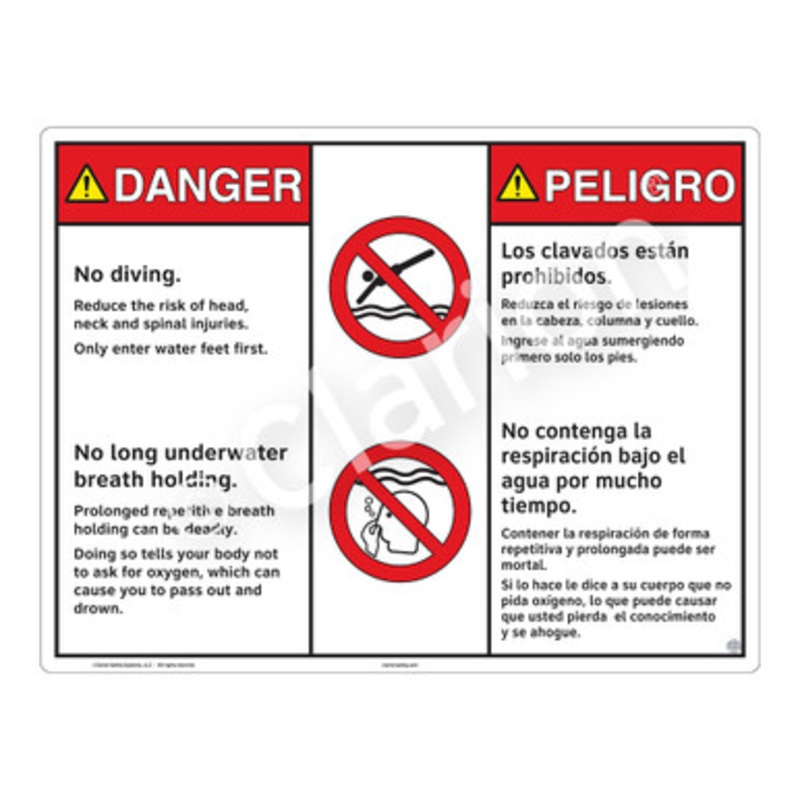 Danger No Diving Sign (WSS3211-b)
