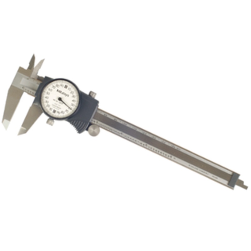 Mitutoyo 0 – 6 Range, White Face Dial Caliper, Jaw Depth 1-9/16 – 505-740J