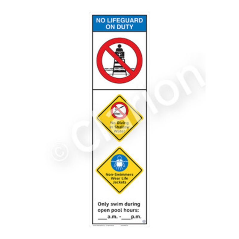 No Lifeguard on Duty No Diving in Shallow Water Sign (WSS2357-e)