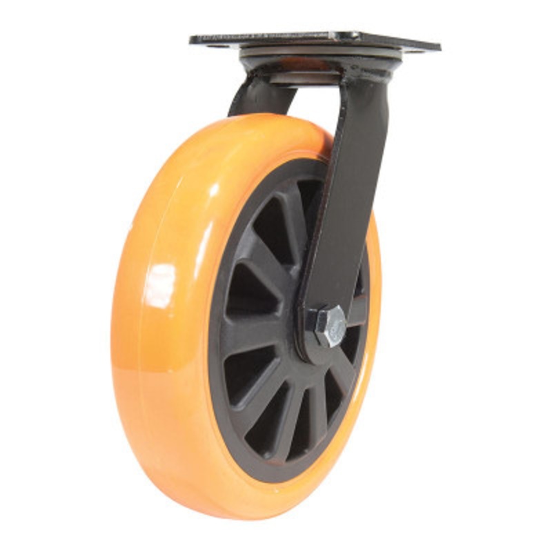 Swivel Caster, 8in x 2in Width 902 lb., Orange/Black