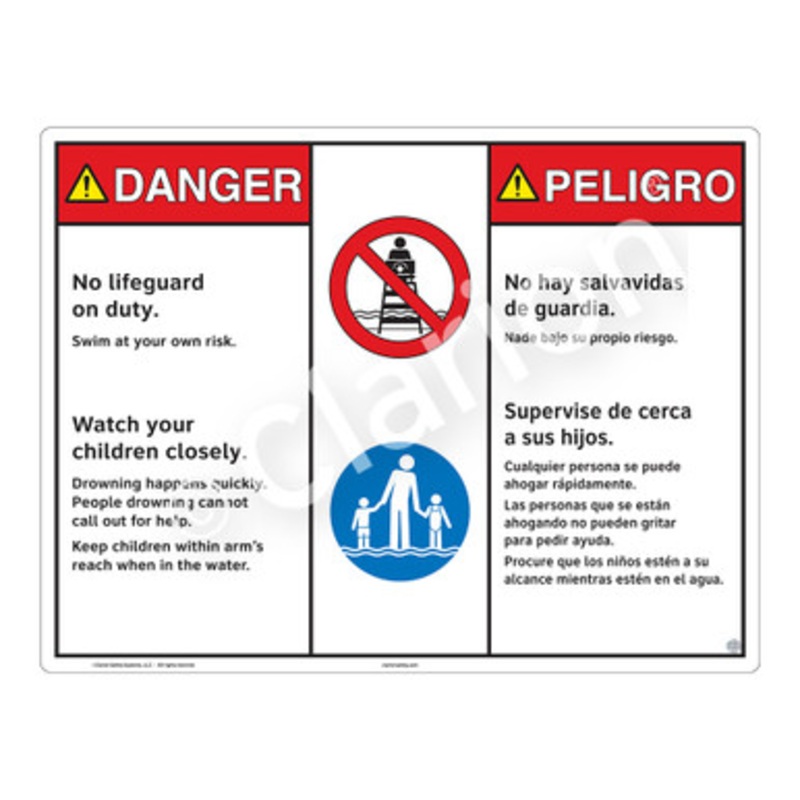 Danger No Lifeguard on Duty Sign (WSS3201-b)