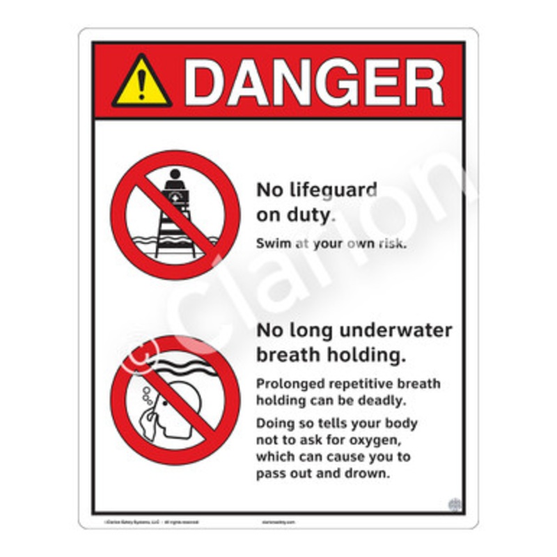 Danger No Lifeguard on Duty Sign (WSS3205-e)