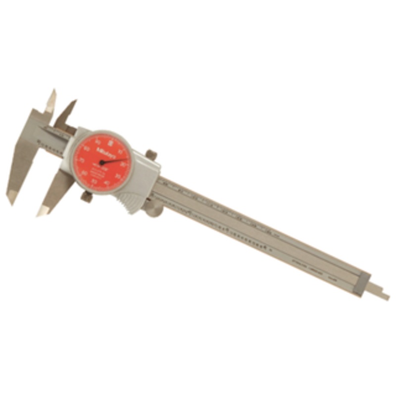 Mitutoyo 0 – 6 Range, Red Face Dial Caliper, Jaw Depth 1-9/16 – 505-742-54J