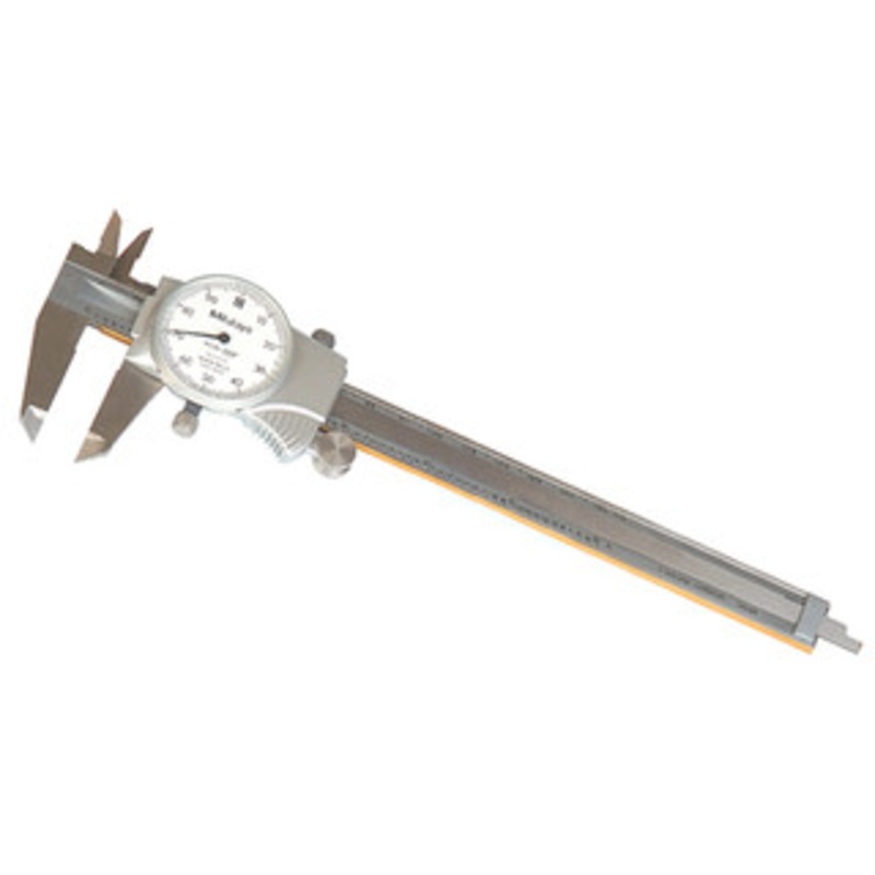 Mitutoyo 0 – 8 Range, White Face Dial Caliper, Jaw Depth 1-15/16 – 505-743J