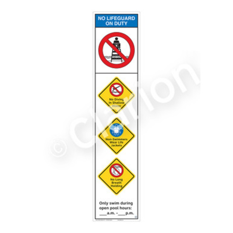 No Lifeguard on Duty No Diving in Shallow Water Sign (WSS2456-e)