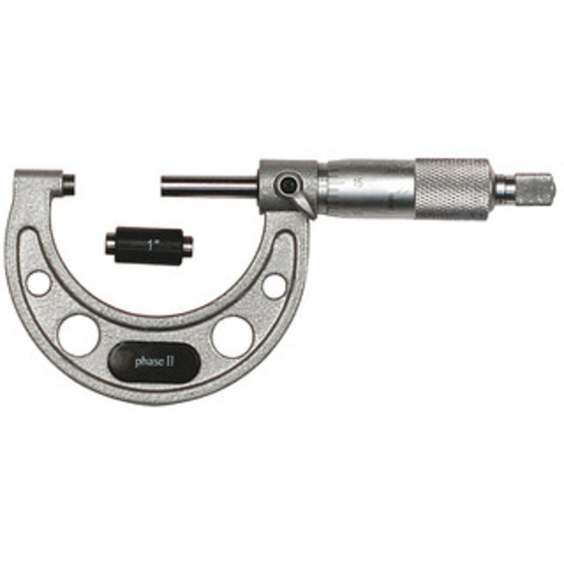 Phase II 1-2 Range .0001 Grad. Flat End Spindle Outside Micrometer – 107-002