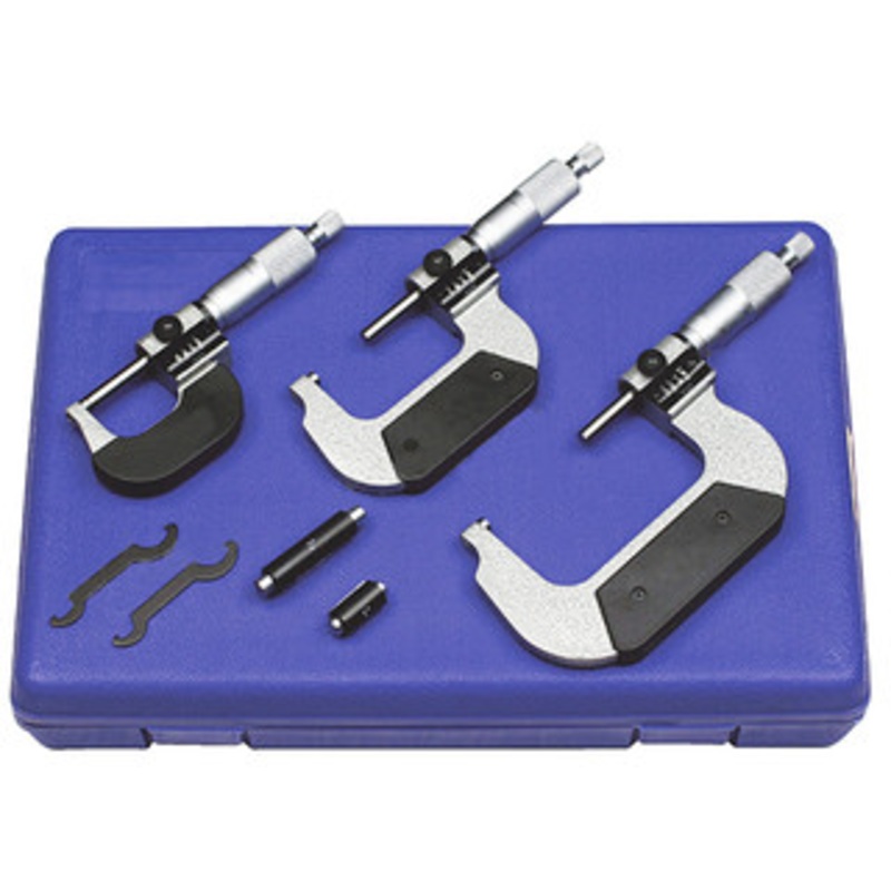 Precise 3 Piece Mechanical Outside Micrometer Set, 0 – 3 Range – C-193-213