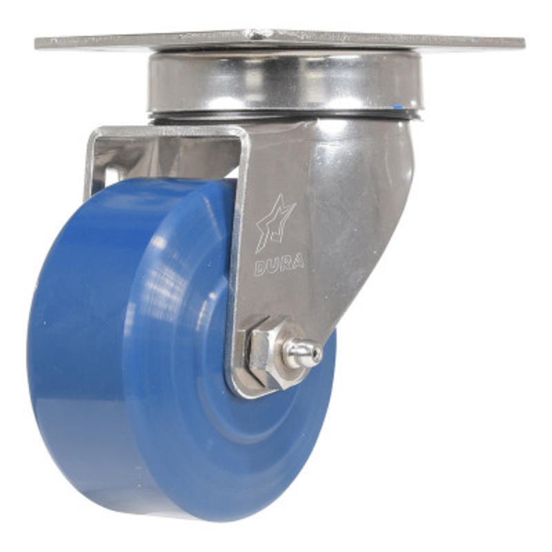 Solid Swivel Caster, 3in x 1in Width, 300 lb., Dark, Blue