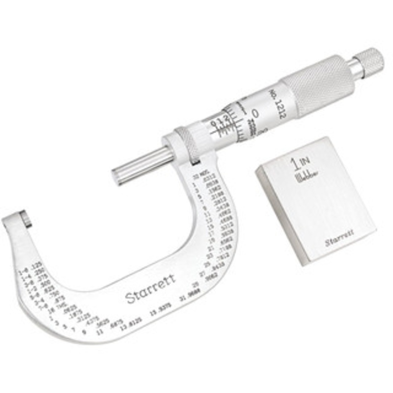 Starrett T1212XRL Stainless Steel Micrometer, 1-2, EDP 53179