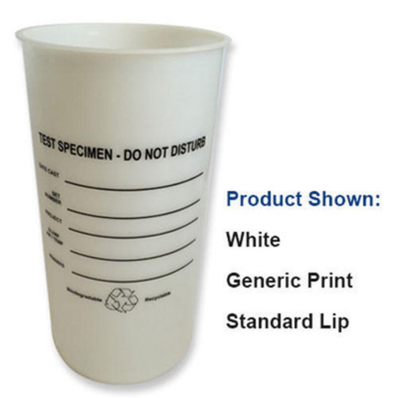 6x12in Concrete Test Cylinders, White, Domed Lid, Label (36/Cs)