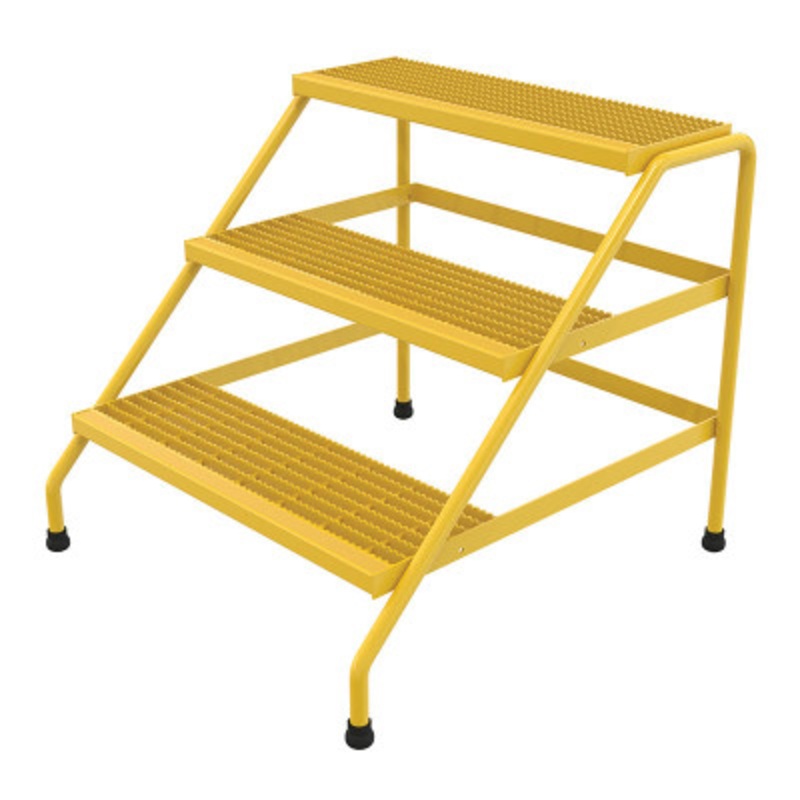 Aluminum 3-Step Wide Stand, 500 lb., Yellow