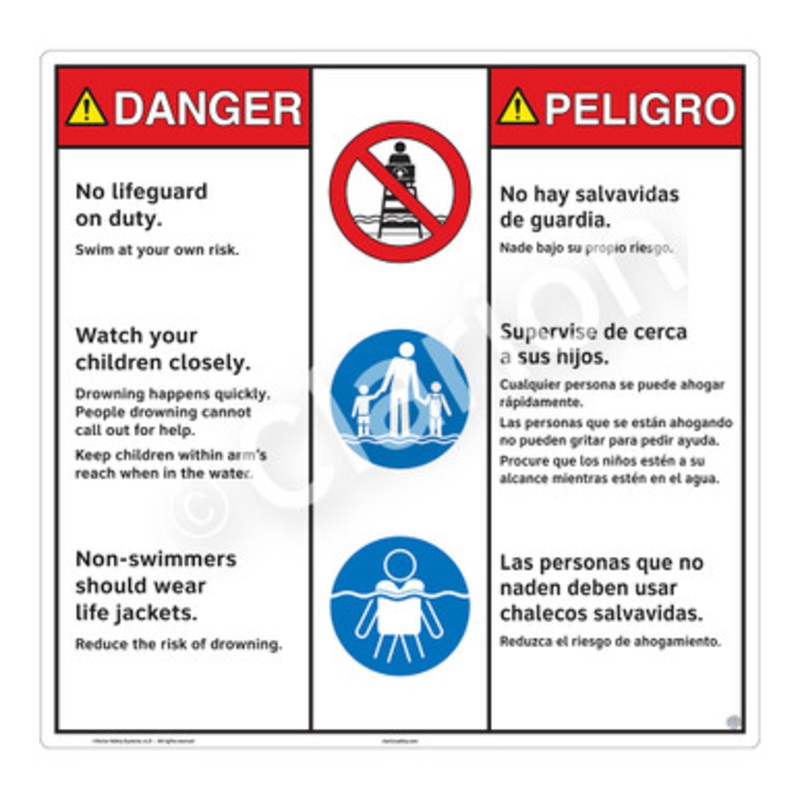 Danger No Lifeguard on Duty Sign (WSS3303-b)