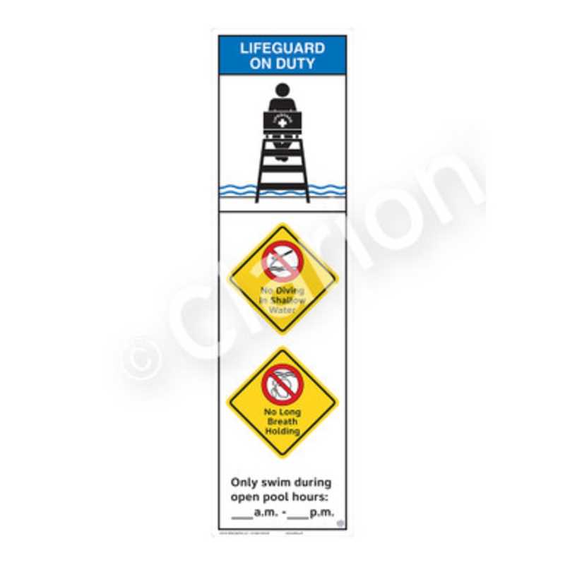 Lifeguard on Duty No Diving in Shallow Water Sign (WSS2367-e)