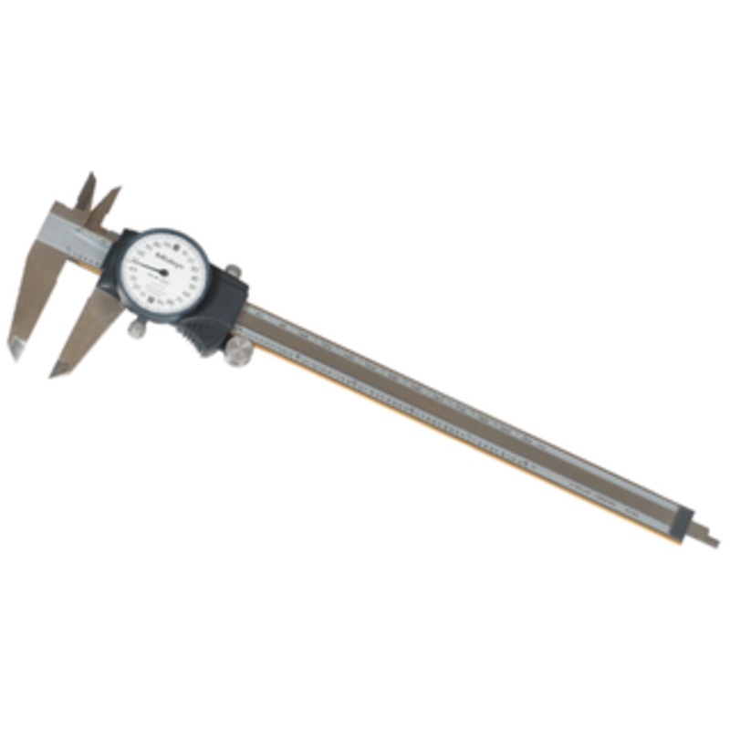 Mitutoyo 0 – 8 Range, White Face Dial Caliper, Jaw Depth 1-15/16 – 505-741J
