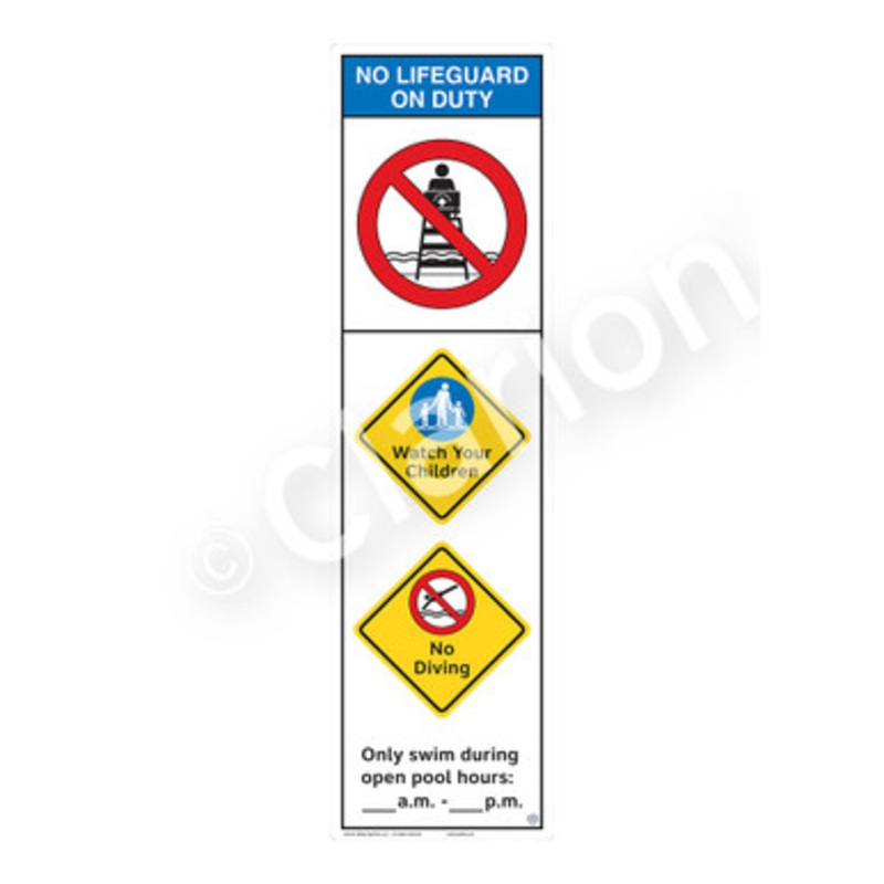 No Lifeguard on Duty Watch Your Children Sign (WSS2351-e)