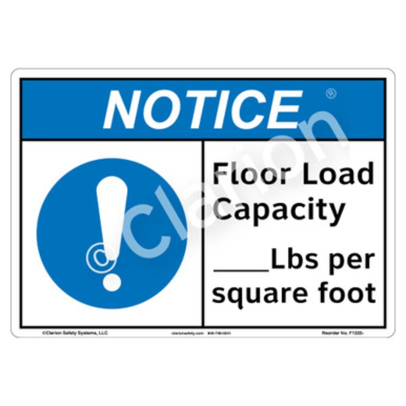 Notice Floor Load Capacity Sign (F1335-)
