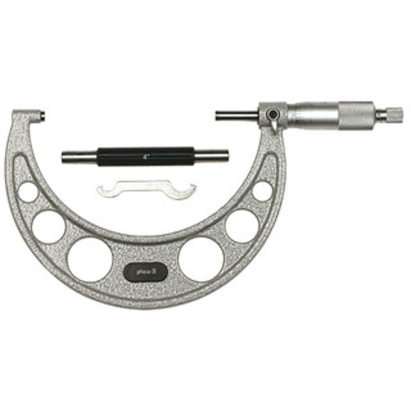 Phase II 4-5 Range .0001 Grad. Flat End Spindle Outside Micrometer – 107-005