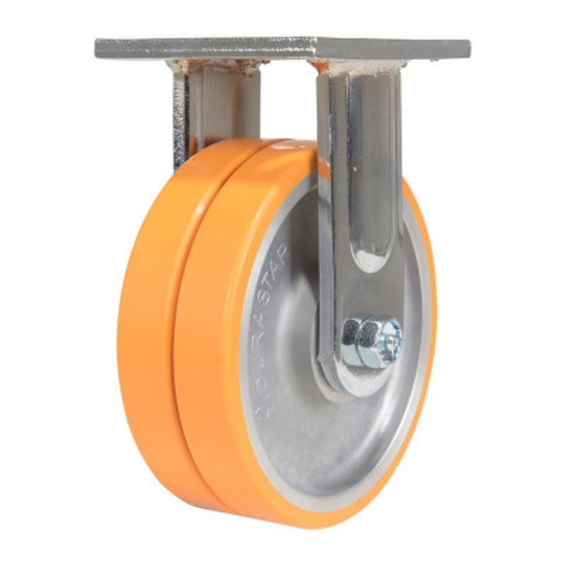 Sirius DualRigid Caster, 6 x 2in Width 1500lb, Orange/Gray