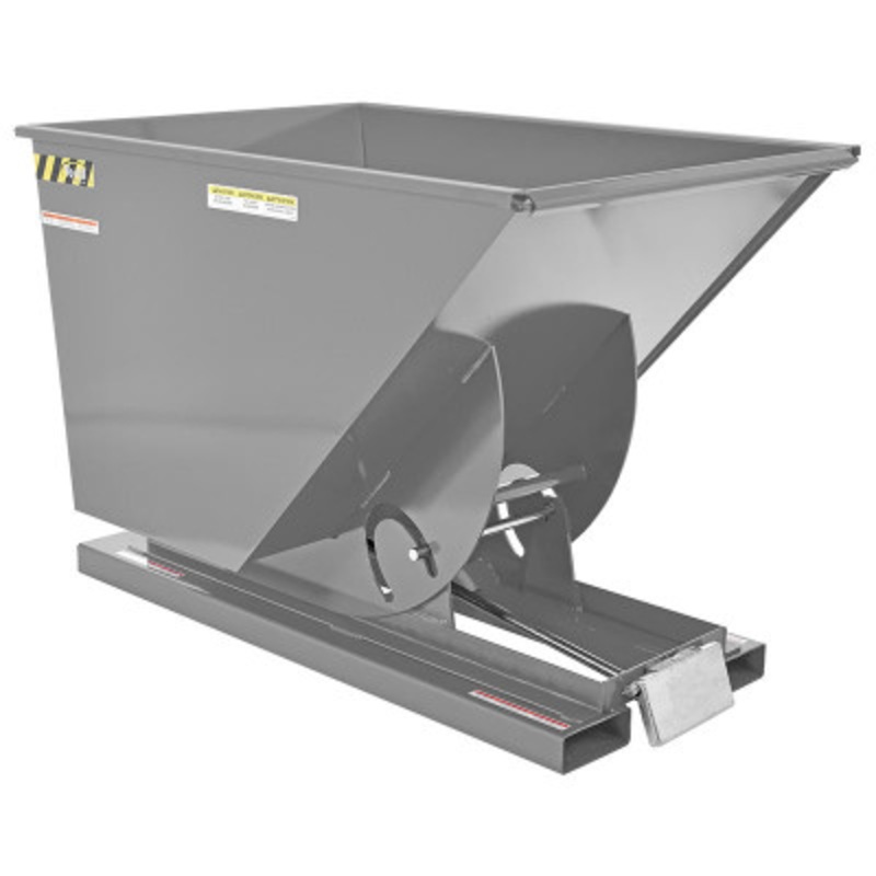 Steel Light Duty Self Dumping Hopper, 1 Cu Yd, 2000 lb., Gray