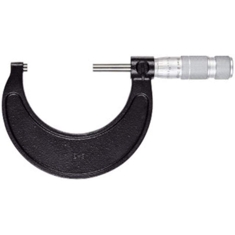 Brown & Sharpe 599-2-33 Enamel Frame Outside Micrometer, 1-2 Range, 0.0001 Graduation, +/-0.004mm Accuracy, Slant/Line Graduations  – 599-2-33