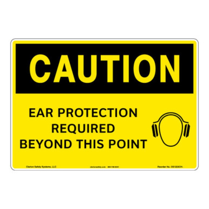 Caution/Ear Protection Required Sign (OS1223CH-)