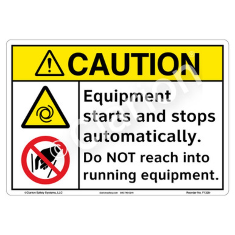 Caution Equipment Starts and Stops Sign (F1328-)