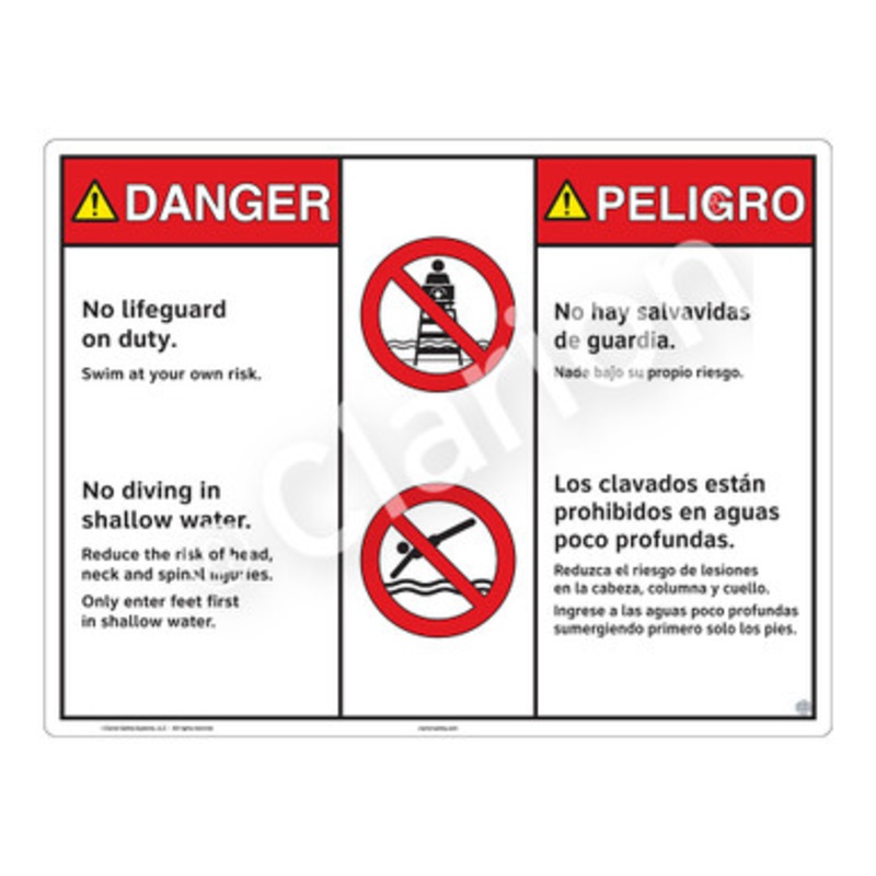 Danger No Lifeguard on Duty Sign (WSS3203-b)