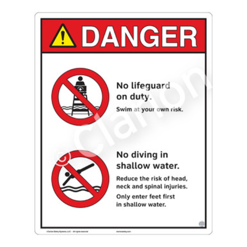 Danger No Lifeguard on Duty Sign (WSS3203-e)