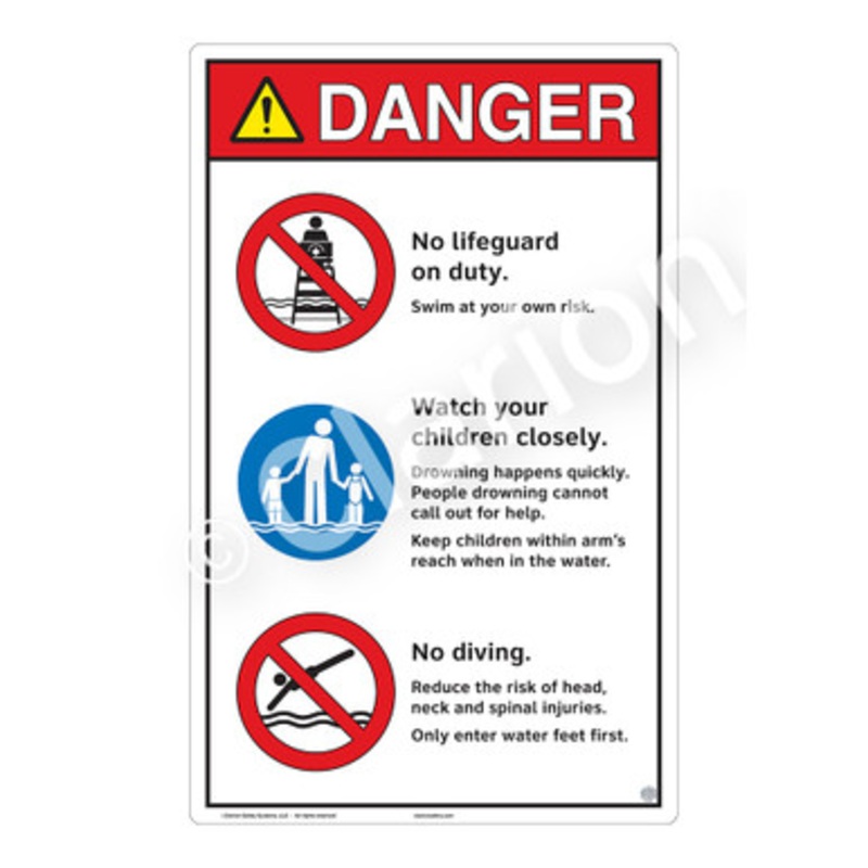 Danger No Lifeguard on Duty Sign (WSS3301-e)
