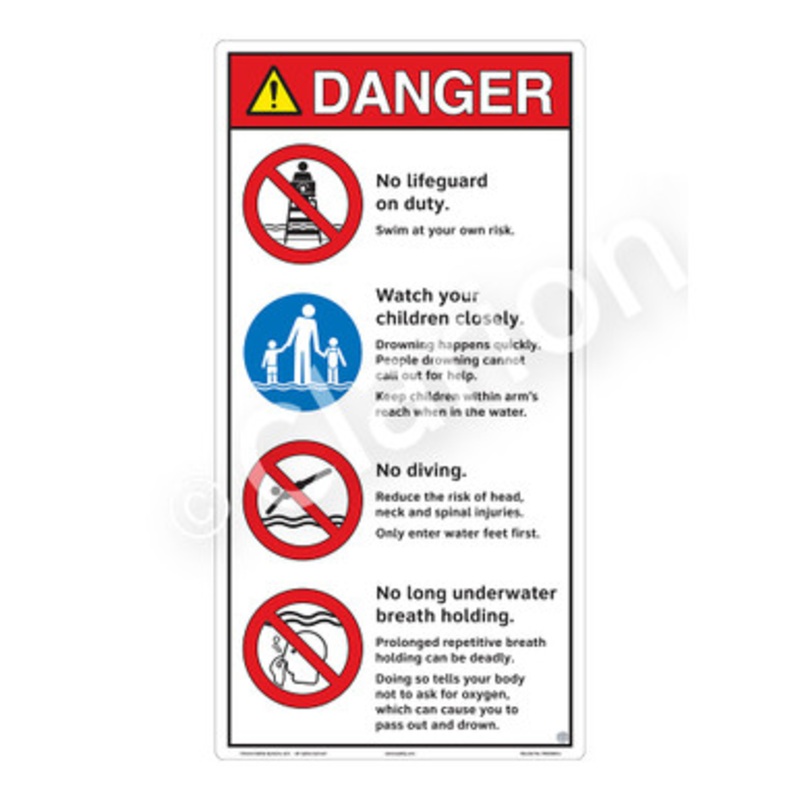 Danger No Lifeguard on Duty Sign (WSS3402-e)