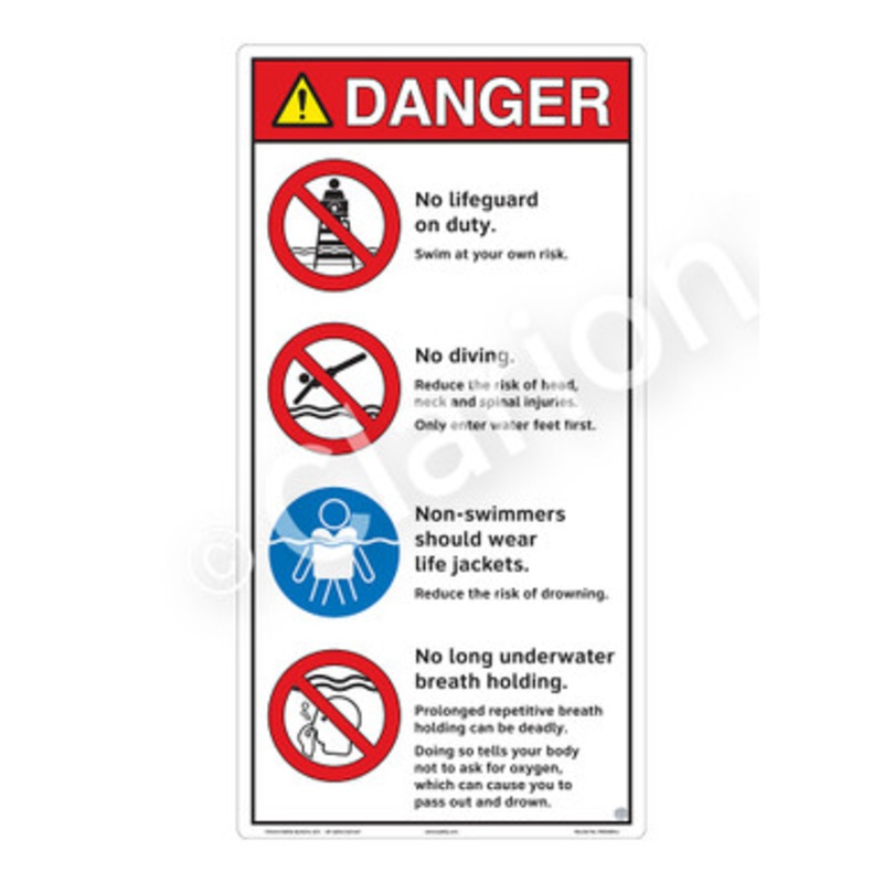 Danger No Lifeguard on Duty Sign (WSS3405-e)